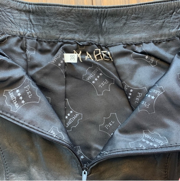 Vintage Black Leather Mini Skirt - Picture 3 of 5